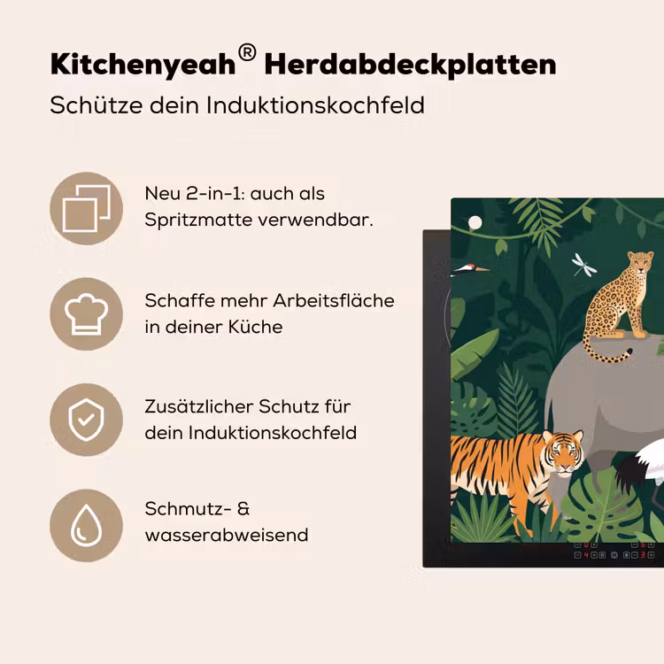 Tropisch - Jungle - Groen Inductie beschemer met haakjes klein -ky-usp-de