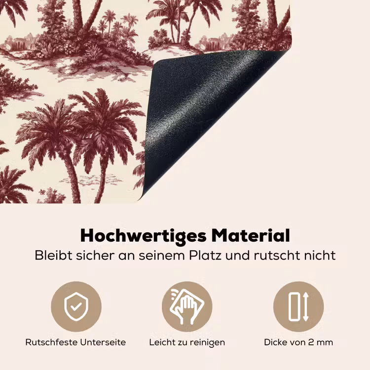 Tropisch - Geometrisch - Bordeauxrood Inductie beschemer met haakjes klein 777 -ky-onderkant-de
