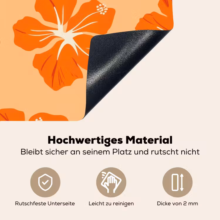 Tropisch - Hibiscus - Oranje Inductie beschemer met haakjes klein 777 -ky-onderkant-de