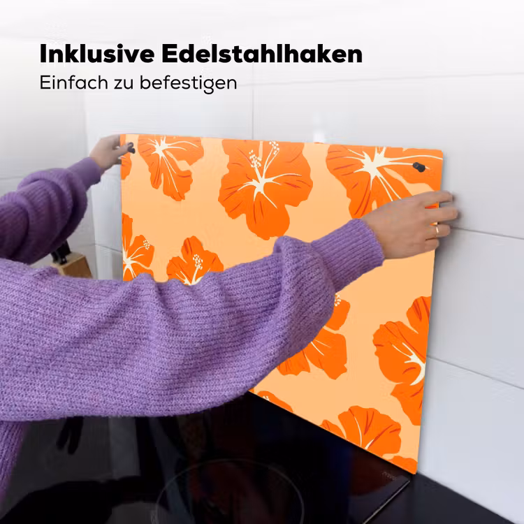 Tropisch - Hibiscus - Oranje Inductie beschemer met haakjes klein 777 -ky-ophangen-de