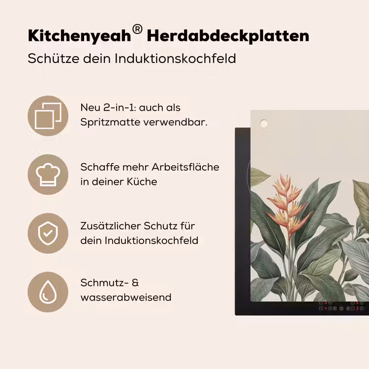 Tropisch - Planten - Modern - Groen Inductie beschemer met haakjes klein -ky-usp-de