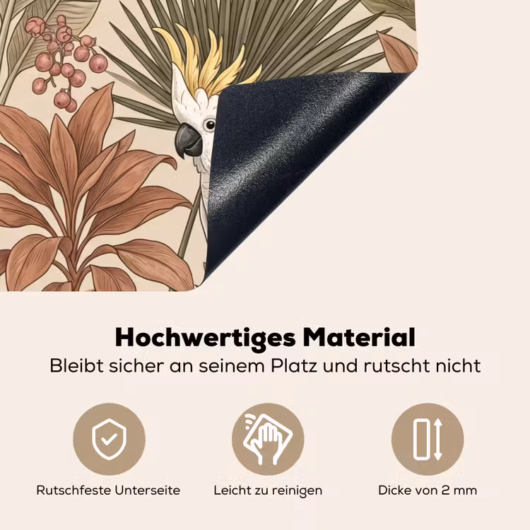 Tropisch - Vogels - Beige Inductie beschemer met haakjes klein -ky-onderkant-de