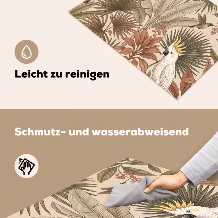 Tropisch - Vogels - Beige Inductie beschemer met haakjes klein -ky-schoon-de