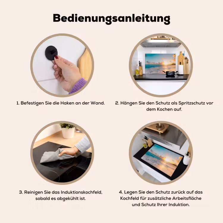 2-in-1 Herdabdeckplatte & Spritzschutz - Tropische Sonnenuntergangssinfonie - Tropische Zonsondergang Symfonie Inductie beschemer met haakjes klein