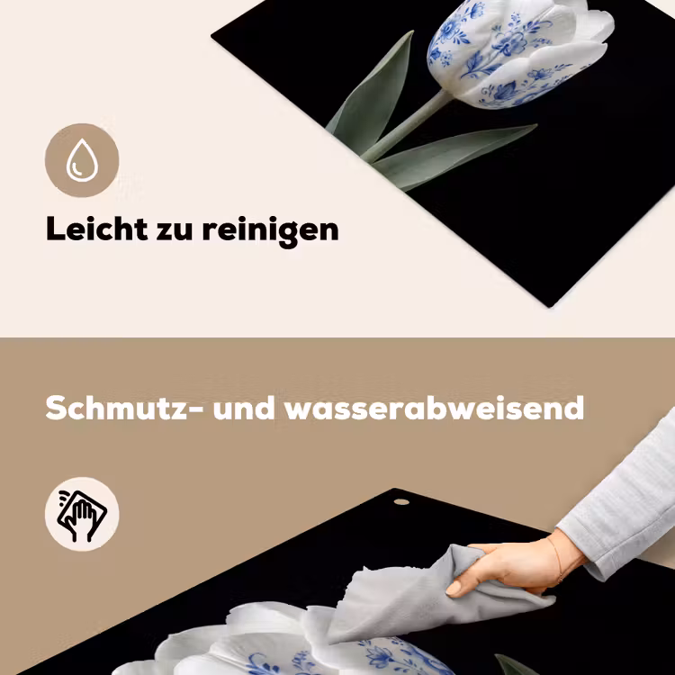 Tulp - Patroon - Blauw Inductie beschemer met haakjes klein -ky-schoon-de