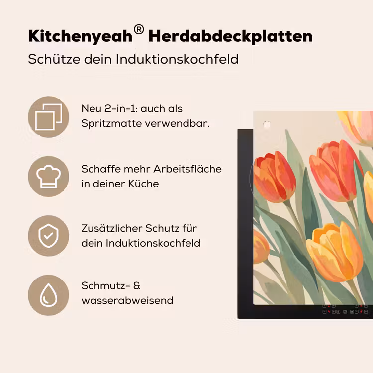 Tulpen - Abstract - Kleurrijk Inductie beschemer met haakjes klein -ky-usp-de