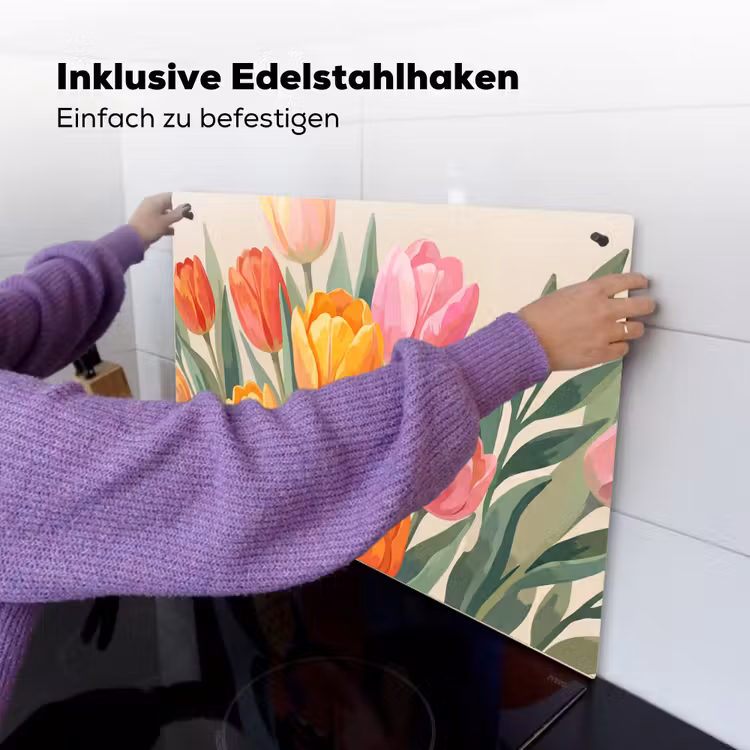 Tulpen - Abstract - Kleurrijk Inductie beschemer met haakjes klein -ky-ophangen-de