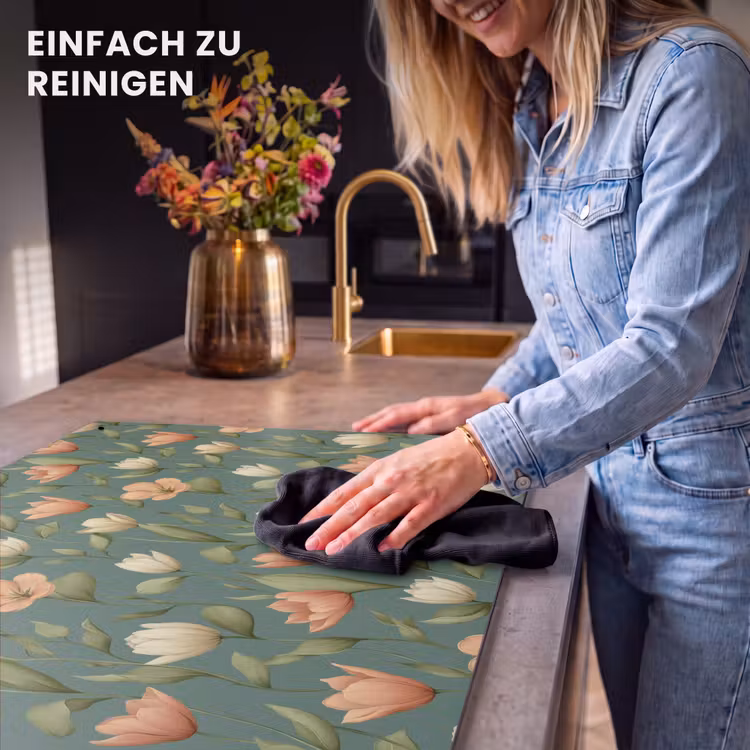 2-in-1 Herdabdeckplatte & Spritzschutz - Tulpen - Botanisch - Grün - Tulpen - Botanisch - Groen Inductie beschemer met haakjes klein 777