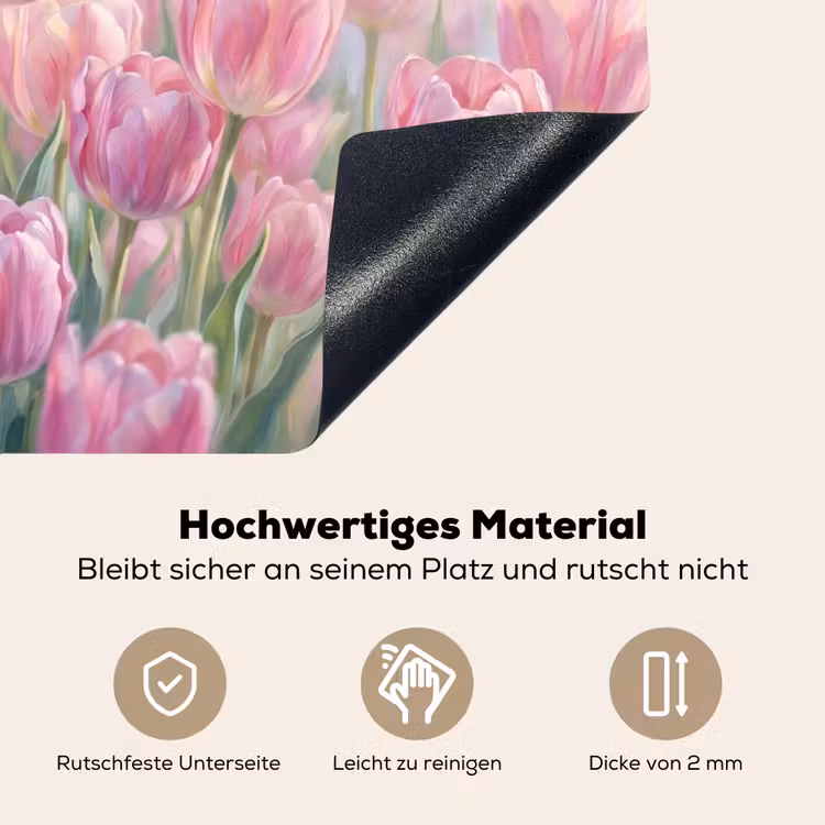 Tulpen - Veld - Lente - Roze Inductie beschemer met haakjes klein -ky-onderkant-de