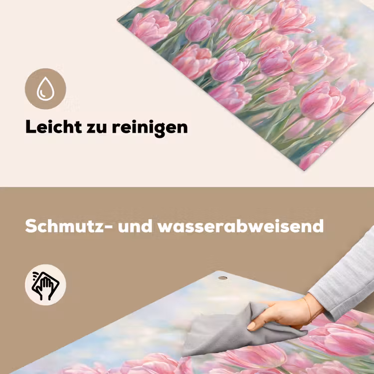 Tulpen - Veld - Lente - Roze Inductie beschemer met haakjes klein -ky-schoon-de