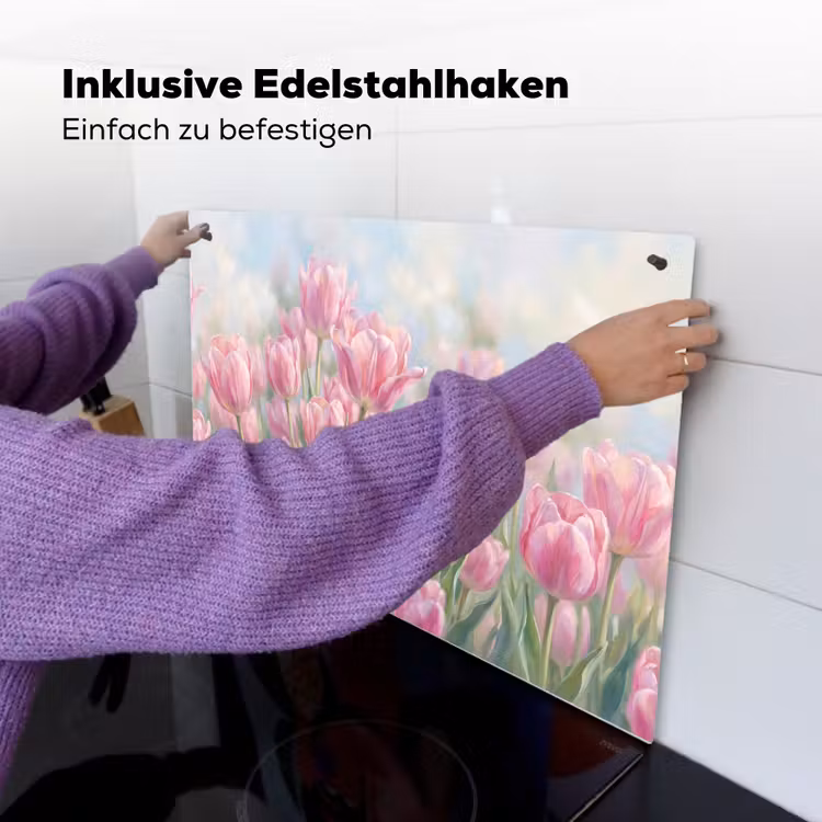 Tulpen - Veld - Lente - Roze Inductie beschemer met haakjes klein -ky-ophangen-de