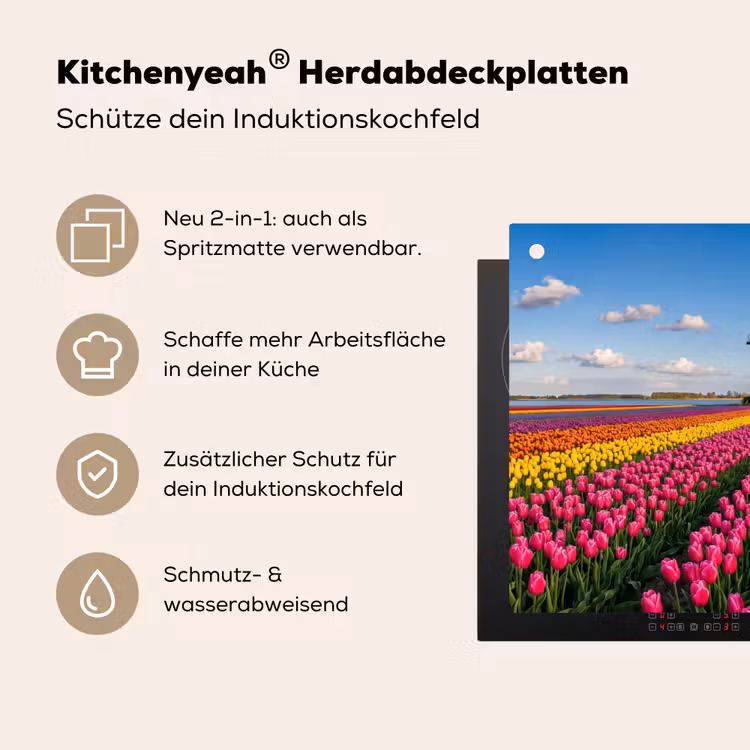Tulpen - Holland - Molen - Kleurrijk Inductie beschemer met haakjes klein -ky-usp-de