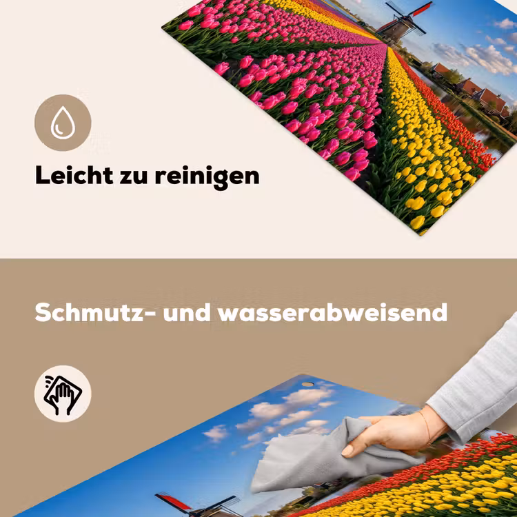Tulpen - Holland - Molen - Kleurrijk Inductie beschemer met haakjes klein -ky-schoon-de