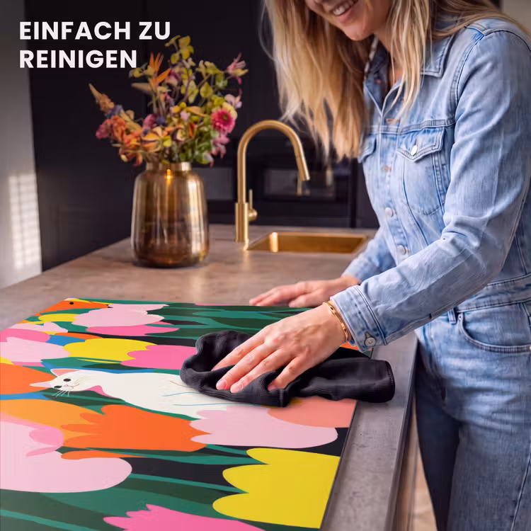 2-in-1 Herdabdeckplatte & Spritzschutz - Tulpen - Katze - Farbenfroh - Tulpen - Kat - Kleurrijk Inductie beschemer met haakjes klein