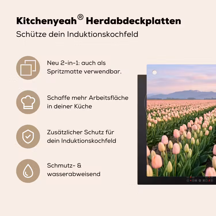 Tulpen - Landschap - Roze Inductie beschemer met haakjes klein -ky-usp-de