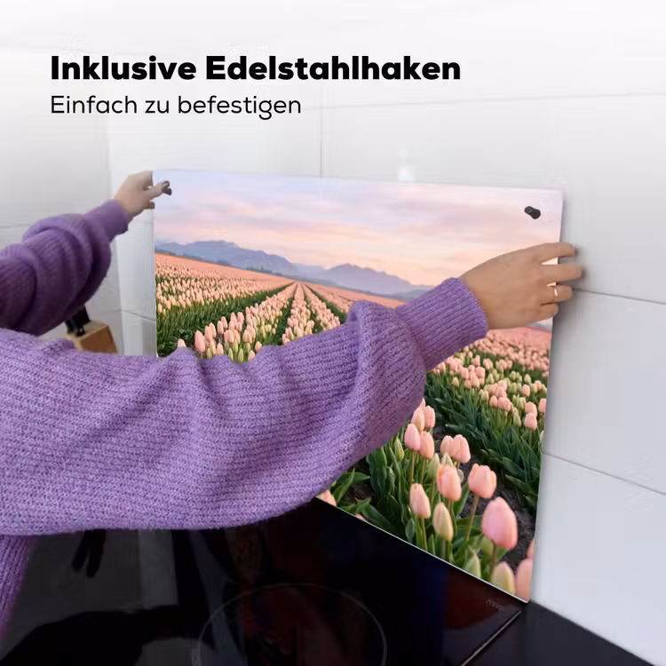 Tulpen - Landschap - Roze Inductie beschemer met haakjes klein -ky-ophangen-de