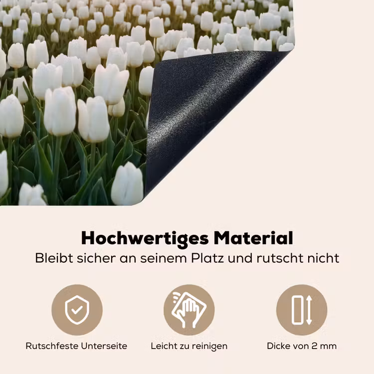Tulpen - Landschap - Wit Inductie beschemer met haakjes klein -ky-onderkant-de