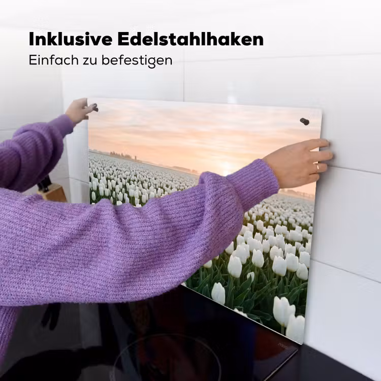 Tulpen - Landschap - Wit Inductie beschemer met haakjes klein -ky-ophangen-de
