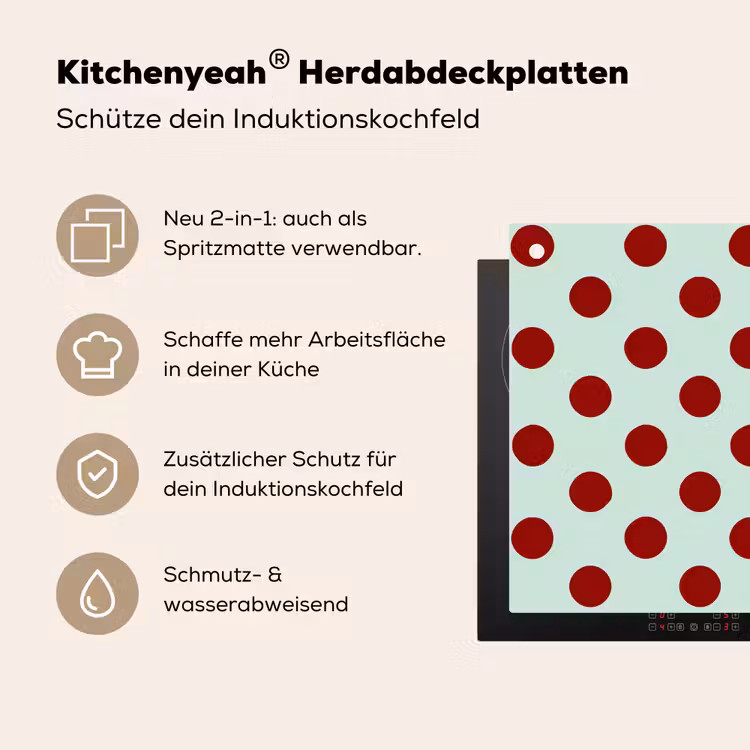 Polka - Dots - Rood Inductie beschemer met haakjes klein 777 -ky-usp-de