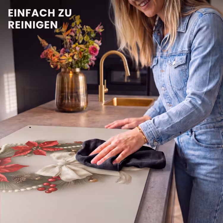 2-in-1 Herdabdeckplatte & Spritzschutz - Türkranz - Schleife - Weihnachten - Rot - Grün — 5