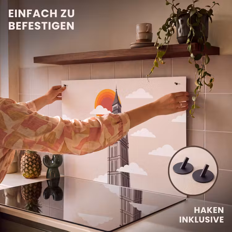Toren - Klok - Londen - Architectuur - Retro Inductie beschemer met haakjes klein -ky-ophangen-de