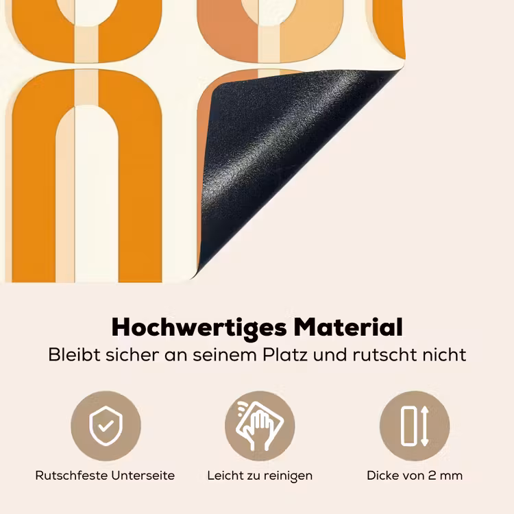 U-vorm - Retro - Oranje Inductie beschemer met haakjes klein 777 -ky-onderkant-de