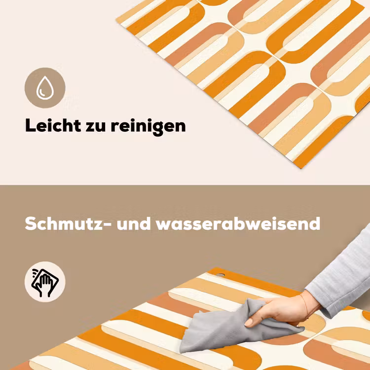 U-vorm - Retro - Oranje Inductie beschemer met haakjes klein 777 -ky-schoon-de