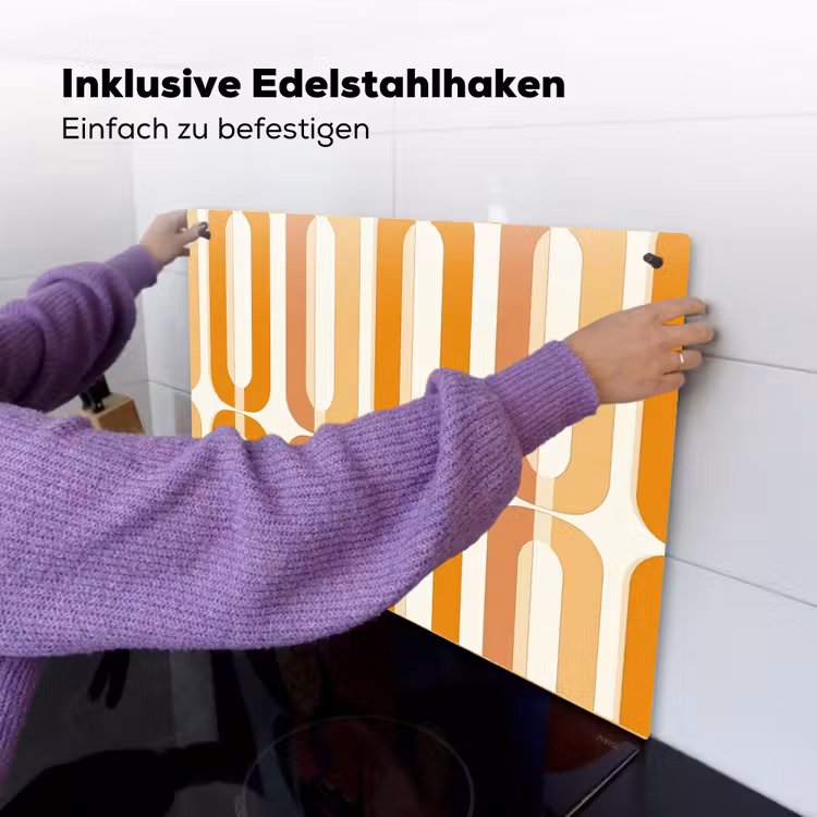 U-vorm - Retro - Oranje Inductie beschemer met haakjes klein 777 -ky-ophangen-de