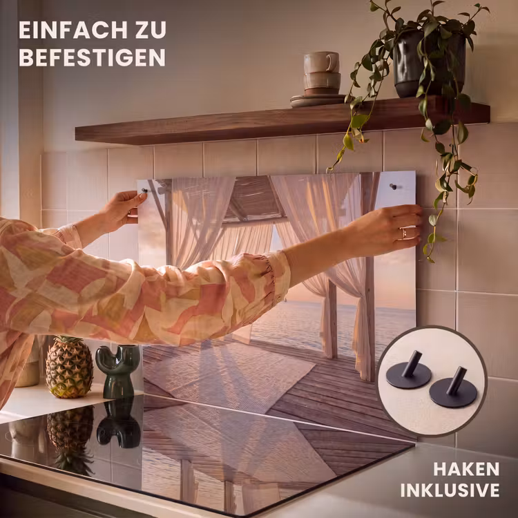 Overkapping - Zee - Zonsondergang - Vakantie - Rust Inductie beschemer met haakjes klein -ky-ophangen-de