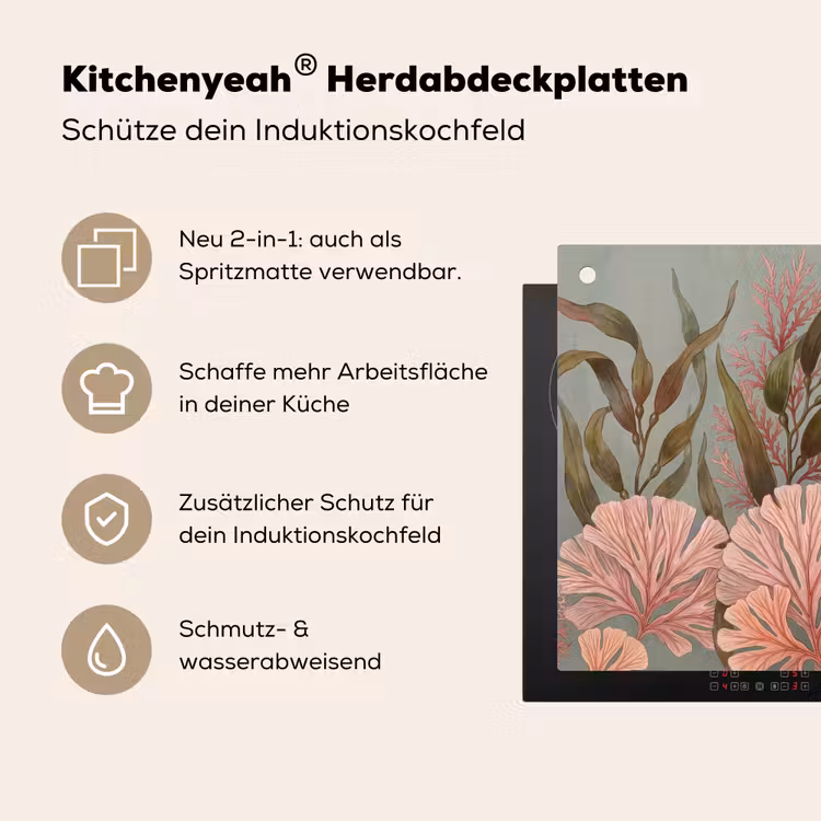 Onderwater - Planten - Vis - Vintage - Groen Inductie beschemer met haakjes klein -ky-usp-de