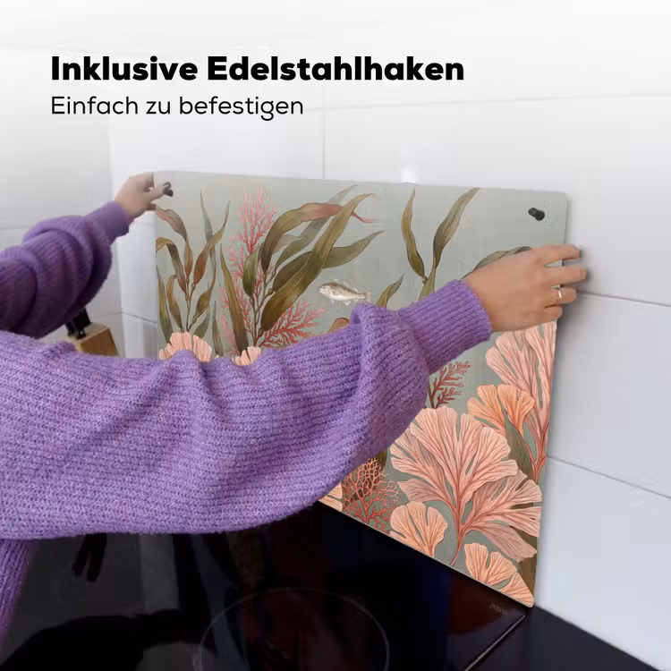 Onderwater - Planten - Vis - Vintage - Groen Inductie beschemer met haakjes klein -ky-ophangen-de
