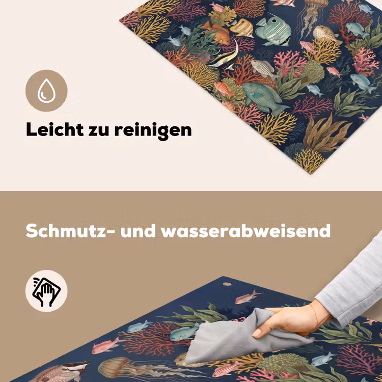 Onderwaterwereld - Vissen - Koraal - Illustratie - Kleurrijk Inductie beschemer met haakjes klein -ky-schoon-de