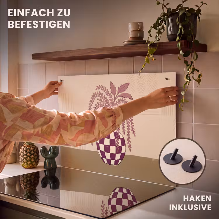 Vaas - Geruit - Planten - Modern - Paars Inductie beschemer met haakjes klein -ky-ophangen-de