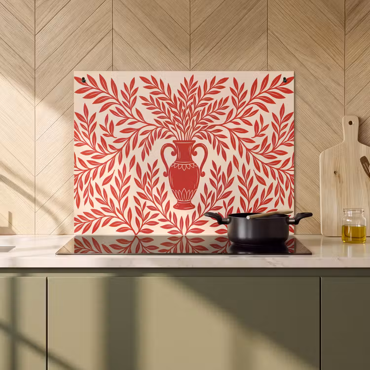 Vaas - Planten - Decoratie - Abstract - Rood Inductie beschemer met haakjes klein -sfeer2