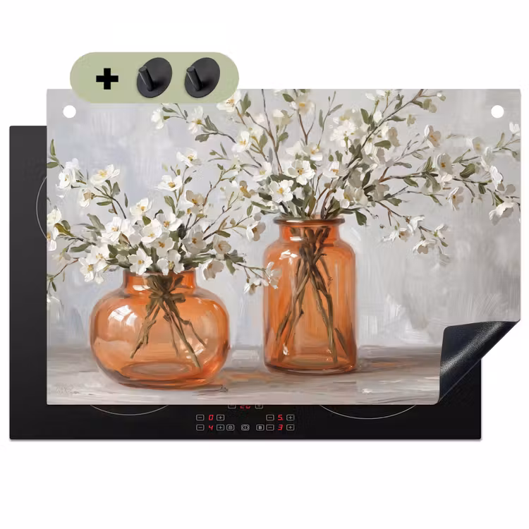 Vazen - Bloemen - Oranje Inductie beschemer met haakjes klein -3d