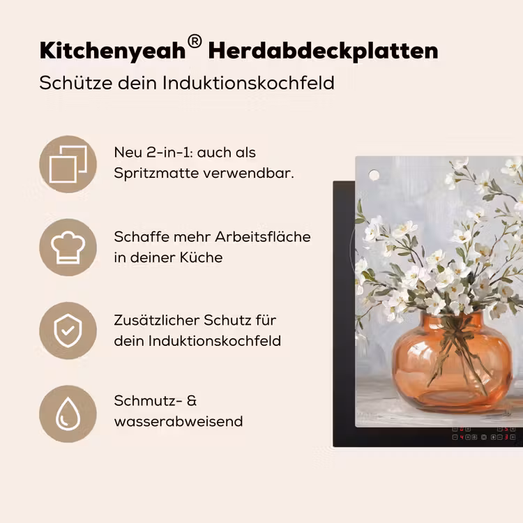 Vazen - Bloemen - Oranje Inductie beschemer met haakjes klein -ky-usp-de