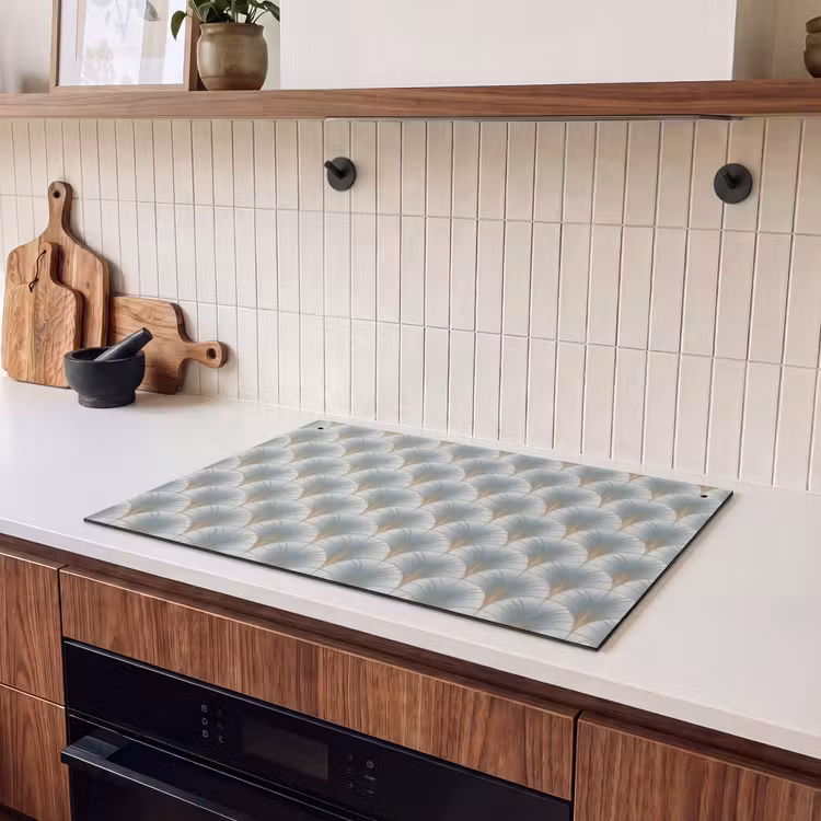 2-in-1 Herdabdeckplatte & Spritzschutz - Ventilator - Klassisch - Blau - Waaier - Klassiek - Blauw Inductie beschemer met haakjes klein 777