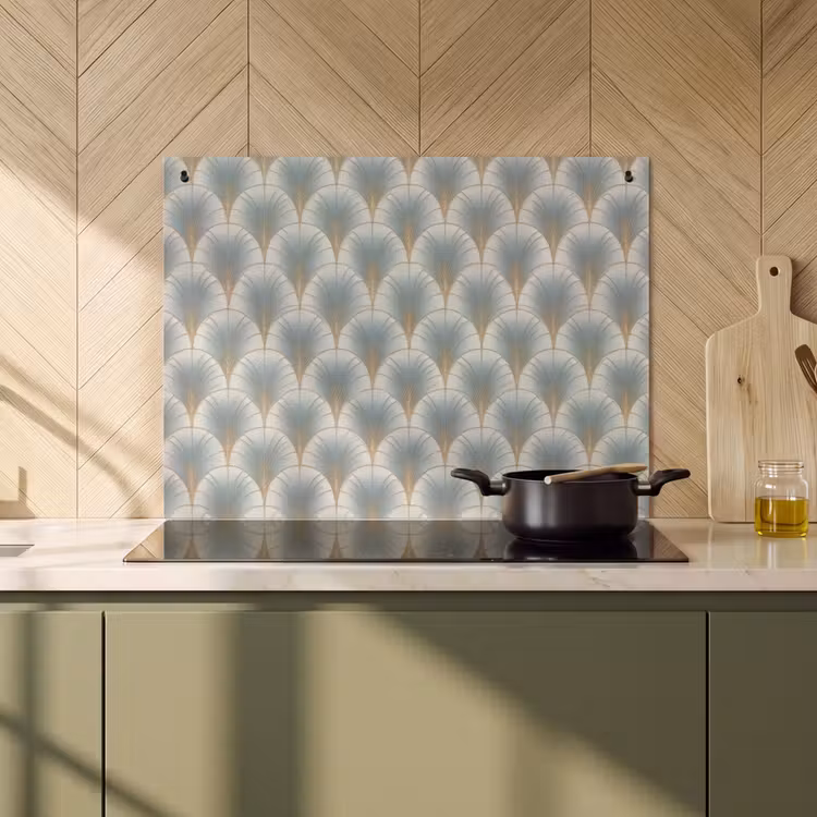 2-in-1 Herdabdeckplatte & Spritzschutz - Ventilator - Klassisch - Blau - Waaier - Klassiek - Blauw Inductie beschemer met haakjes klein 777