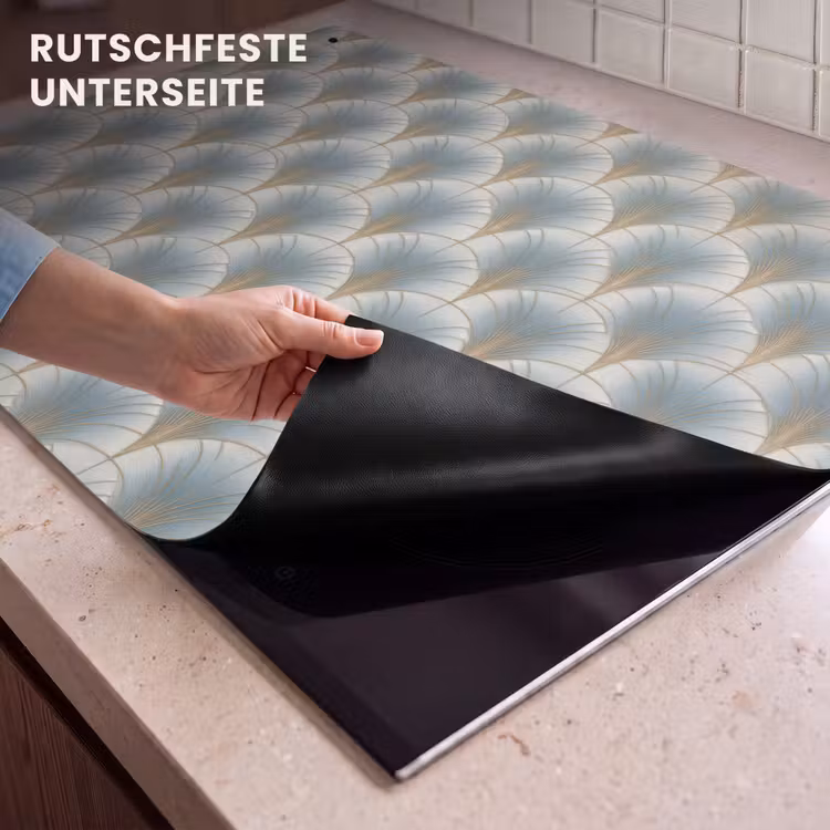 2-in-1 Herdabdeckplatte & Spritzschutz - Ventilator - Klassisch - Blau - Waaier - Klassiek - Blauw Inductie beschemer met haakjes klein 777