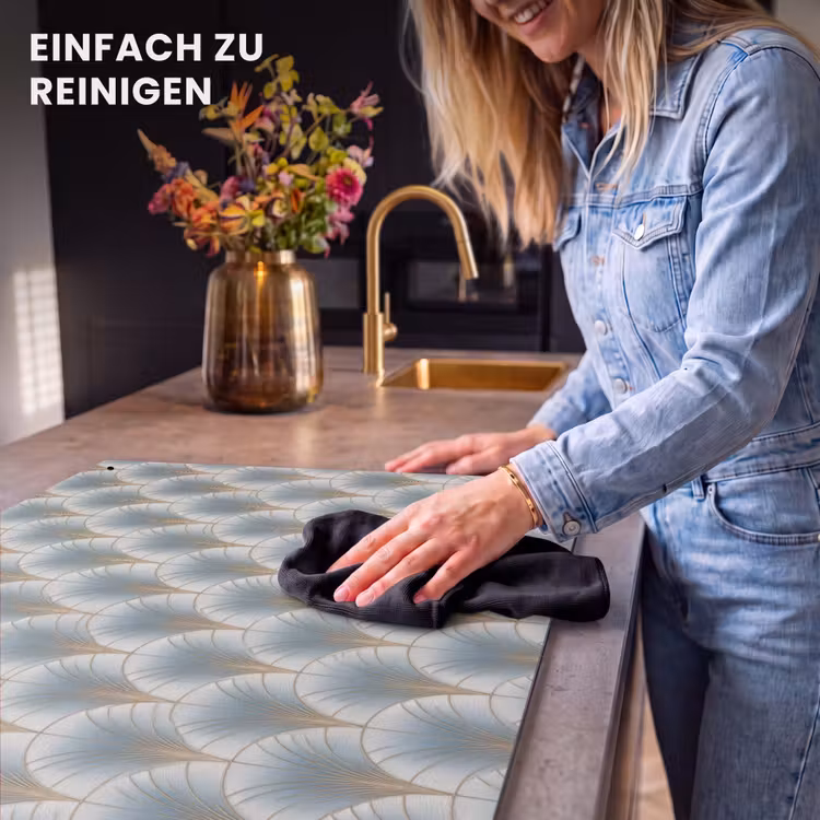 2-in-1 Herdabdeckplatte & Spritzschutz - Ventilator - Klassisch - Blau - Waaier - Klassiek - Blauw Inductie beschemer met haakjes klein 777