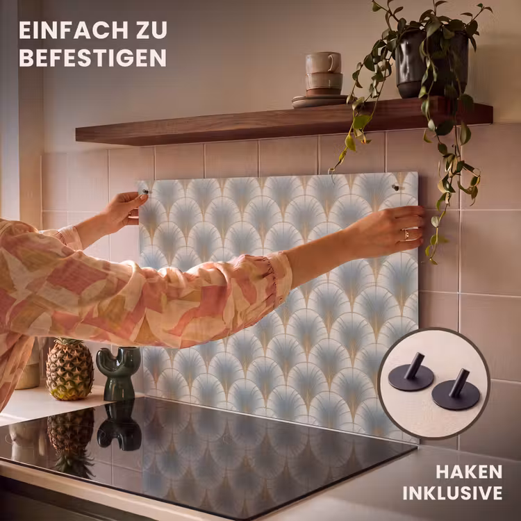 2-in-1 Herdabdeckplatte & Spritzschutz - Ventilator - Klassisch - Blau - Waaier - Klassiek - Blauw Inductie beschemer met haakjes klein 777