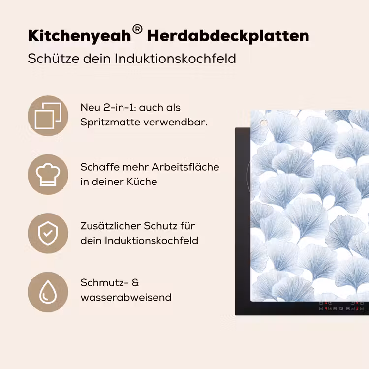 Waaier - Modern - Blauw Inductie beschemer met haakjes klein 777 -ky-usp-de