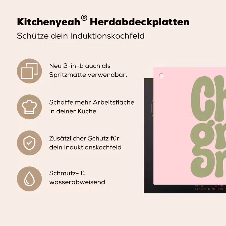 Chase greatness - Groen - Roze - Retro Inductie beschemer met haakjes klein -ky-usp-de