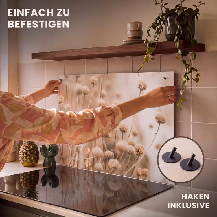 2-in-1 Herdabdeckplatte & Spritzschutz - Vergangene Schönheit - Vergane Schoonheid Inductie beschemer met haakjes klein