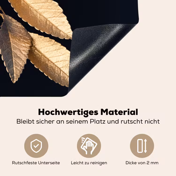 2-in-1 Herdabdeckplatte & Spritzschutz - Vergoldetes Laubwerk - Verguld Bladwerk Inductie beschemer met haakjes klein