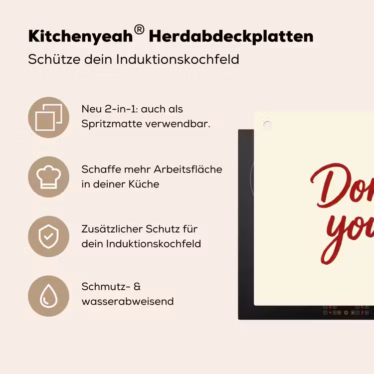 Don't lose your fire - Rood - Wit - Minimalistisch Inductie beschemer met haakjes klein -ky-usp-de
