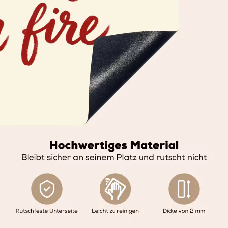 Don't lose your fire - Rood - Wit - Minimalistisch Inductie beschemer met haakjes klein -ky-onderkant-de