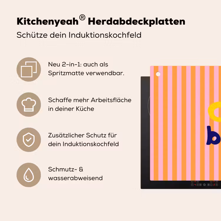 Verticaal - Strepen - Oranje - Ciao bella Inductie beschemer met haakjes klein -ky-usp-de