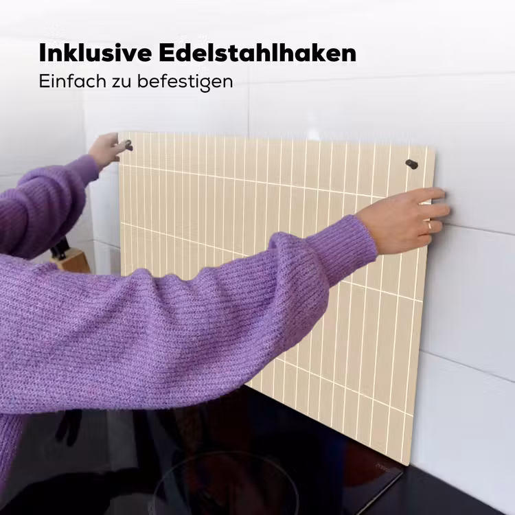 Verticaal - Wandtegel - Crème - Beige Inductie beschemer met haakjes klein 777 -ky-ophangen-de