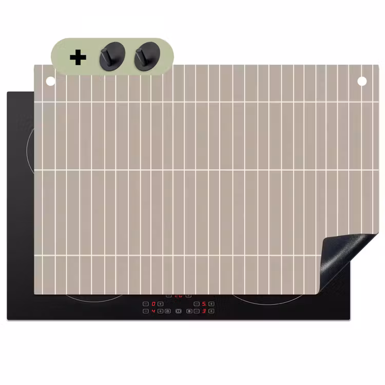 Verticaal - Wandtegel - Licht Beige Inductie beschemer met haakjes klein 777 -3d